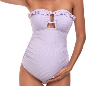 Elegant Lavender Ruffle One-Piece Swimsuit